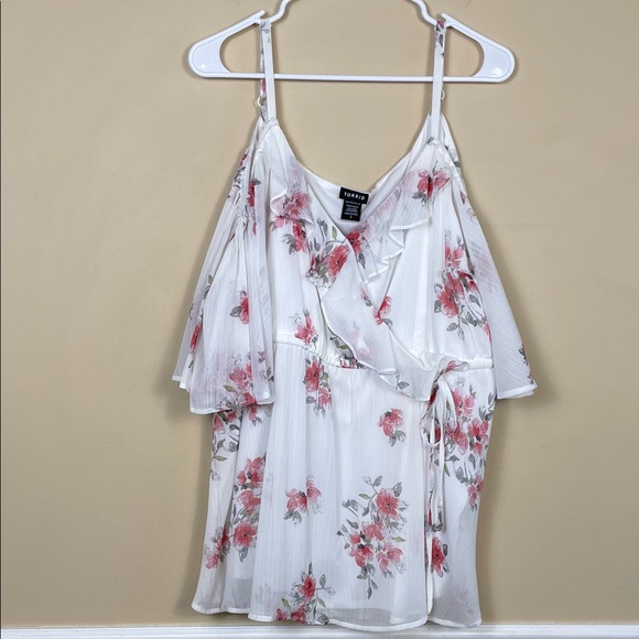 NWT Torrid Women’s Boho Floral Print Ruffle Hanging Flare Sleeve Tank Blouse - Picture 1 of 10